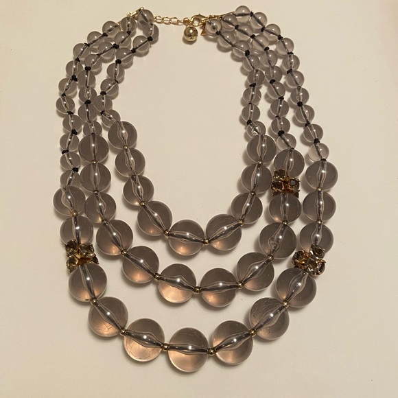 Kate Spade Gray Lucite Triple Strand Necklace
